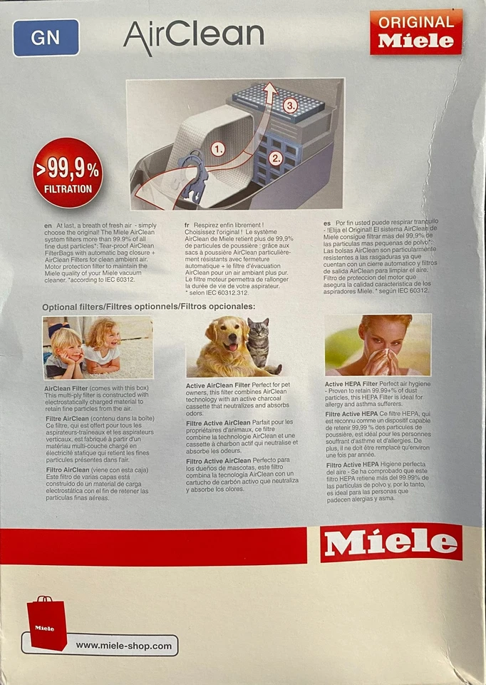New in Box Miele GN HyClean 3D Efficiency Dustbags for Vacuum - 4 Filter Bags - Image 2 of 4