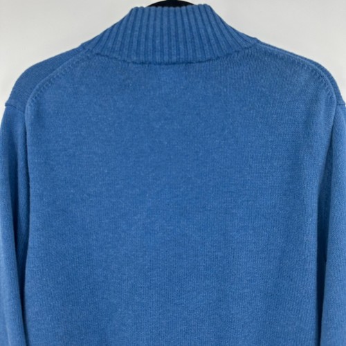 L.L. Bean Sweater Men Large Blue Ribbed Cuff & Hem Mock Neck 1/4 Zip Classic Fit - Afbeelding 7 van 11