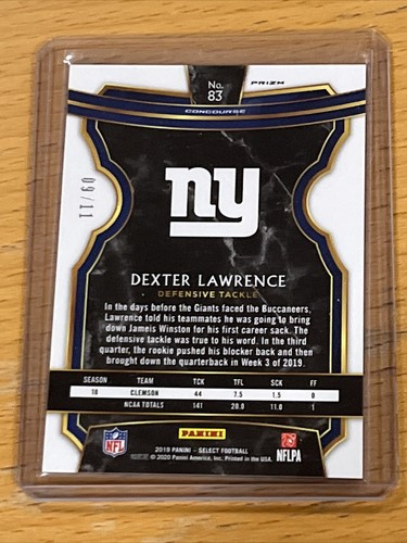 2019 FOTL PANINI SELECT EXCLUSIVE ROOKIE ORANGE PULSAR /11 DEXTER LAWRENCE RC ๐ฅ - Picture 2 of 2