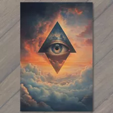 Art Print Cosmic Eye Pyramid Floating Above Clouds Mystical Dreamscape Spiritual