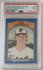 2021  Gunnar Henderson SP RC Blue Parallel /99 Orioles  PSA 9 Topps Heritage