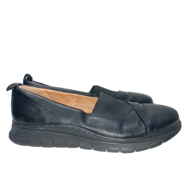 Vionic Linden Wo's Sz 7.5 Black Leather Slip On Comfort Loafers Casual Shoes | eBay