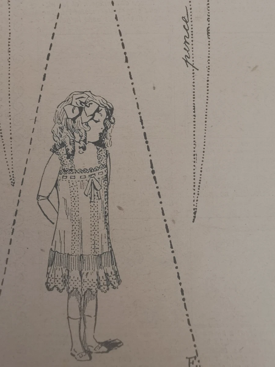 PATRÓN ORIGINAL REVISTA NIÑA POPA FRIQUETA DE 38cm FALDA CACHÉ CORSÉ 1911