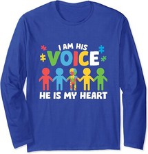 Autism Voice Heart Puzzle Ribbon Support Autistic Long Sleeve T-Shirt