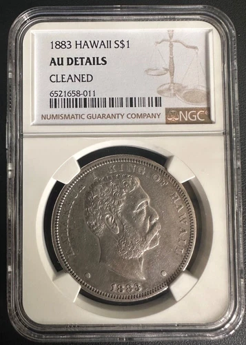 1883 Hawaii King Kalakaua Silver Dollar $1 NGC AU, High Grade Low Mintage Coin