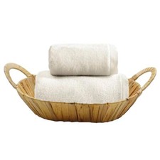 [1 o 2] Cestino Ovale intrecciato in Giacinto Vimini Portaoggetti Bagno Maniglie