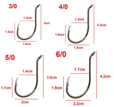 100 Fishing Hooks 3/0 - 4/0 - 5/0 - 6/0 - Cod Bass Salmon - Octopus Style