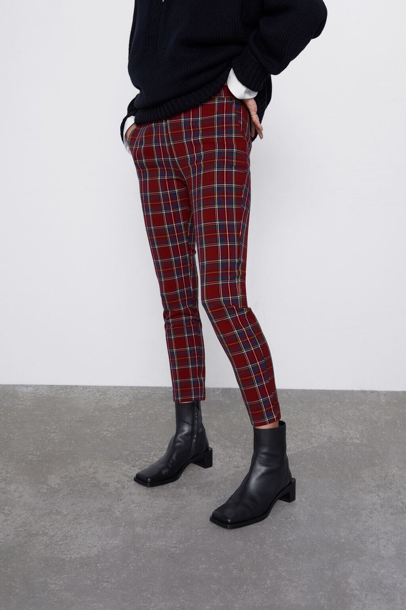 Womens Pants Zara Red Plaid Pants Zara Red Blue White Yellow Black