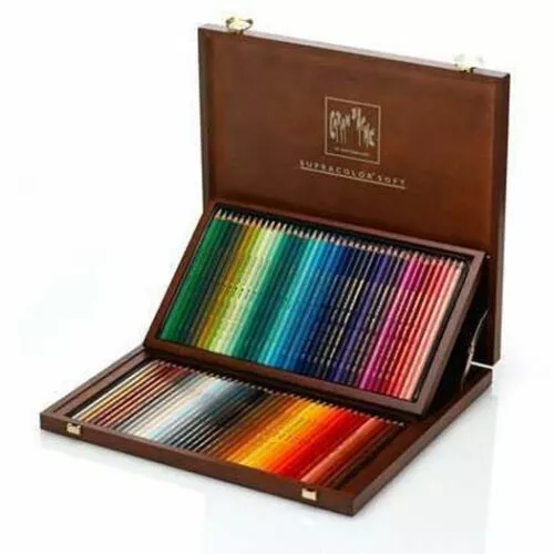 Caran d'Ache Supracolor Artist Water Soluble 80 Colour Pencils Wooden Gift  Box