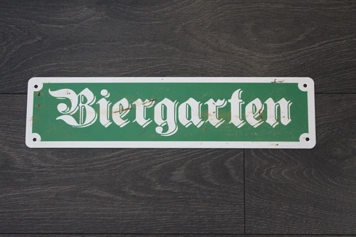Biergarten Tin Sign Bier Octoberfest Beer Garden Bar Patio German Restaurant Pub