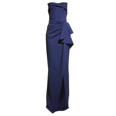 CHIARA BONI La Petite Robe Mirla Navy Blue Strapless Gown Princess Madeleine 2