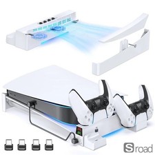PS5 Cooling Stand With Dual Controller Charger, Horizontal Holder With 3 Fans
