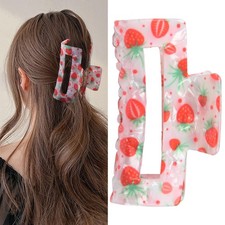 Strawberry Hair Clips Summer Fruit Claw Women Square Non-Slip Jaw Clamp 03