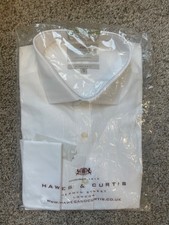 Hawes & Curtis White Dress Shirt St James Windsor Slim Fit Cotton Size 16.5/34