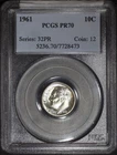 1961 Roosevelt Silver Dime 10C - PCGS PF70 - Very Scarce Coin - SKU#810