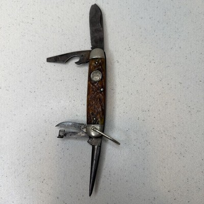 Vintage Remington Bone Handle Round Shield Scout Knife Be Prepared Boy Scout