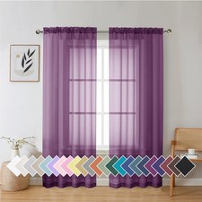 Purple Sheer Curtains 72 Inches Long 2 Panels Set, 42"W x 72"L Pack of 2 Plum