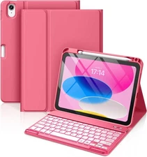 Pink Hamile for iPad 11th 10th Generation Case with Keyboard with Pencil Holder