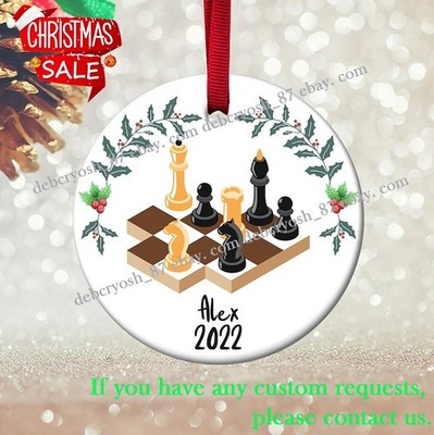 Personalized Chess Christmas Ornament, Custom Chess Player Ornament, Chess Ke...