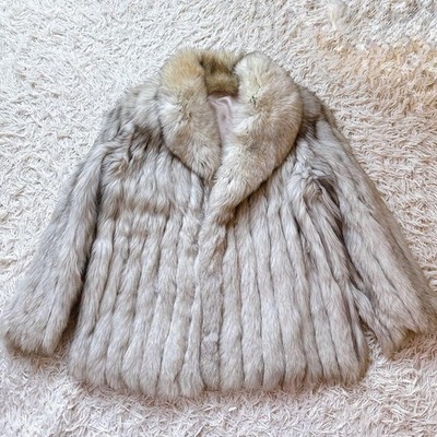 Saga Fox Royal Fur Coat Silver Gray Top of the line Gold Line Good Condition
