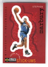 (2) Stephon Marbury 🏀 Cards  / 97 Collector's C - Stick-Ums #S16 / 97 Topps #13