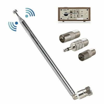 F Type Telescopic Aerial Antenna 75 Ohm with TV / 3.5 Adapter Bose Wave Radio FM