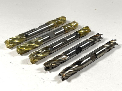 3/8'' 4 flute end mills, double end, HSS 5pc set