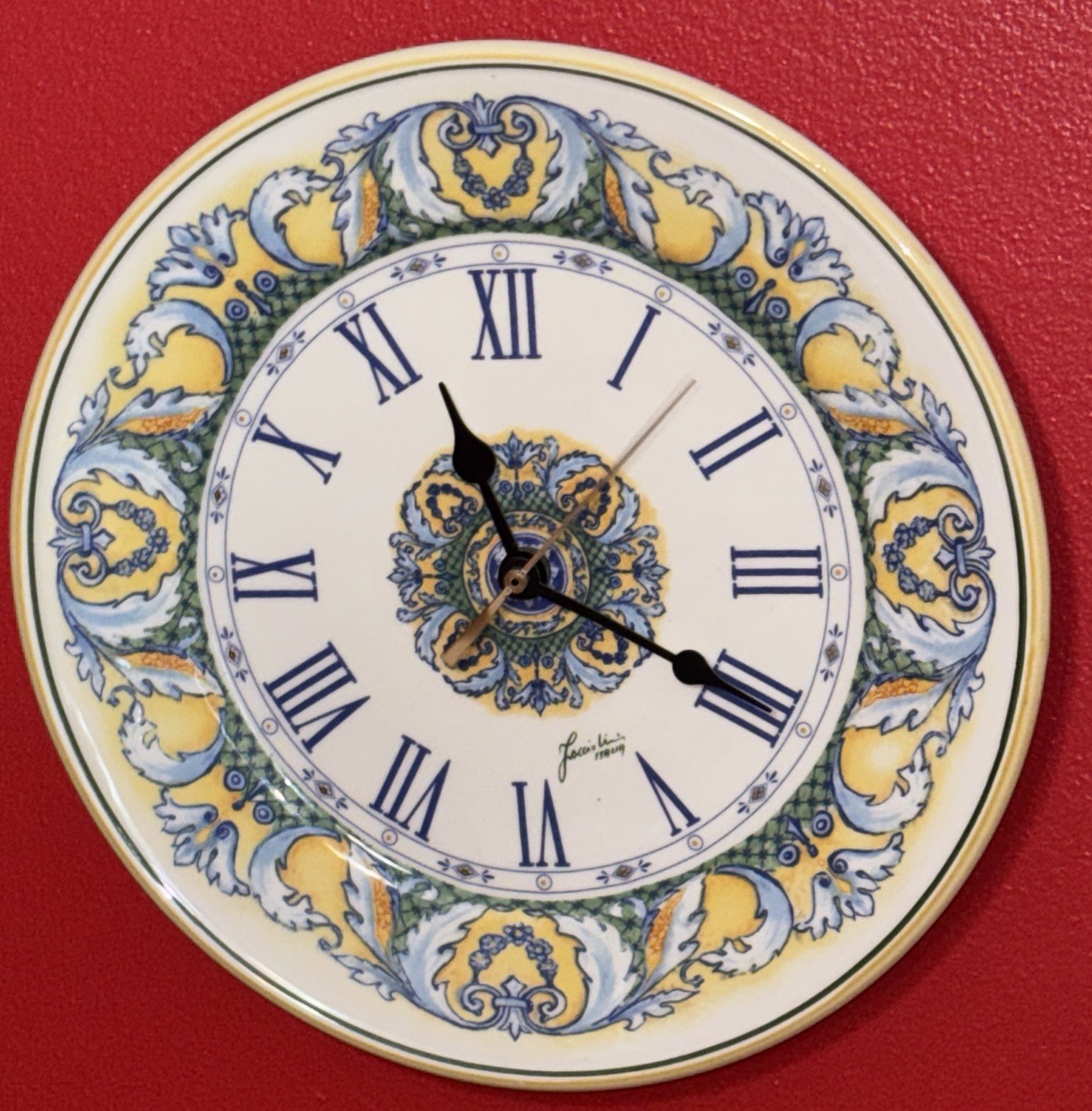 VTG Facciolini Italian Design Ceramic Wall Clock Lattice Made In Italy 10.5”