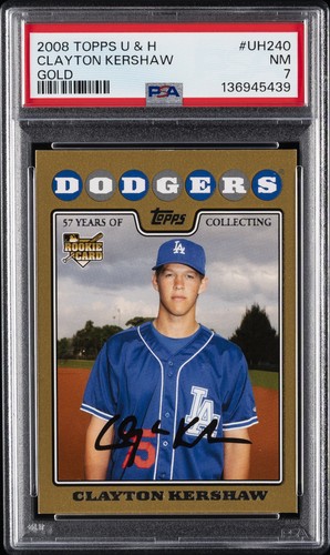 2008 TOPPS UPDATE & HIGHLIGHTS GOLD CLAYTON KERSHAW ROOKIE RC 1730/2008 PSA 7