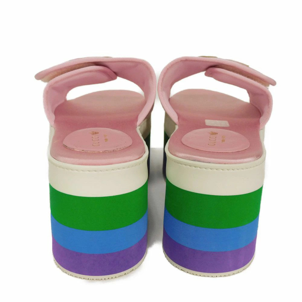 GUCCI Sandals Trefoil Platform 38 1/2 Pink Thick Sole Multicolor 25.5cm Logo Sil thumbnail 12