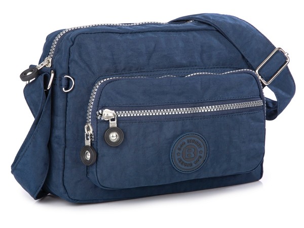 Bag Street Damen Schultertasche Leicht Klein Crinkle-Nylon Marineblau-image