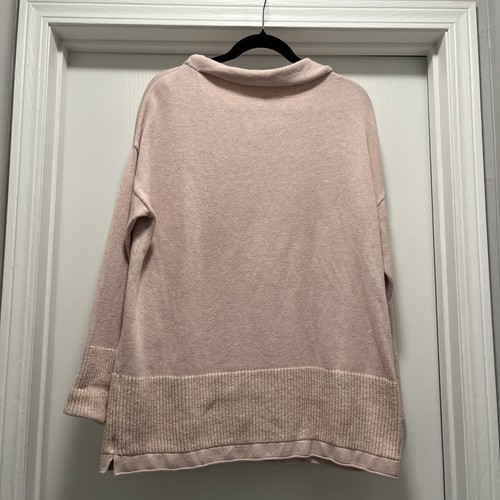 J. Jill Pure Jill Pink Medium Long Sleeve cotton/wool Blend Rolled Hem Sweater - Picture 2 of 10