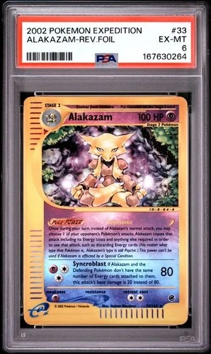 Alakazam Reverse Holo Foil Rare 2002 Pokémon Expedition #33/165 PSA 6 Vintage