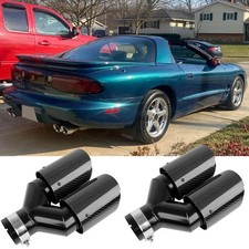 For Pontiac Firebird Carbon Fiber 2.5 In 4 Out Quad Muffler Dual Exhaust Tips