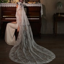 Eyelash Lace Long Chapel Train Bridal Veil Vintage Wedding Veil for Main Wedding