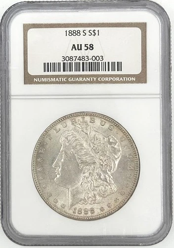 1888-S Morgan Silver Dollar $1 - Key Date - NGC CERTIFIED AU58