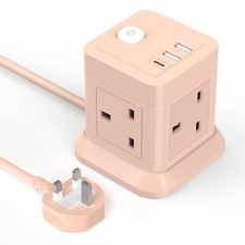 Cube Extension Lead with USB Slots, BEVA 4 Way Multi  Assorted colors 