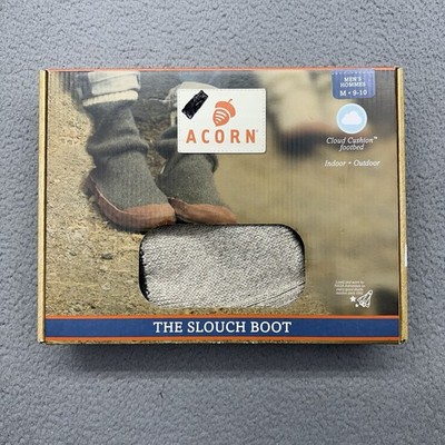 Acorn Slouch Boot A10162ACK Mens 9 / 10 Grey Ragg Wool Indoor Outdoor Slippers