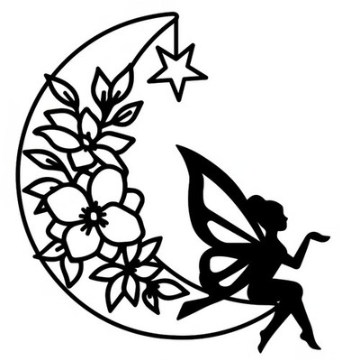 Mond Fee und Blumen Aufkleber Sticker Wählen Sie Ihre Größe und Farbe
