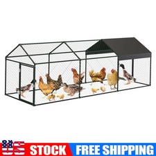 Large Metal Chicken Coop 120"x40"x40" Chicken Run for Yard W/ Waterproof Cover