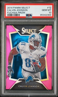 2014 PANINI SELECT FUCHSIA PRIZM #12 CALVIN JOHNSON 198/199 PSA 10