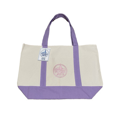 Trader Joe s Lavender Purple Large Canvas Tote Bag Reusable Grocery Shopping