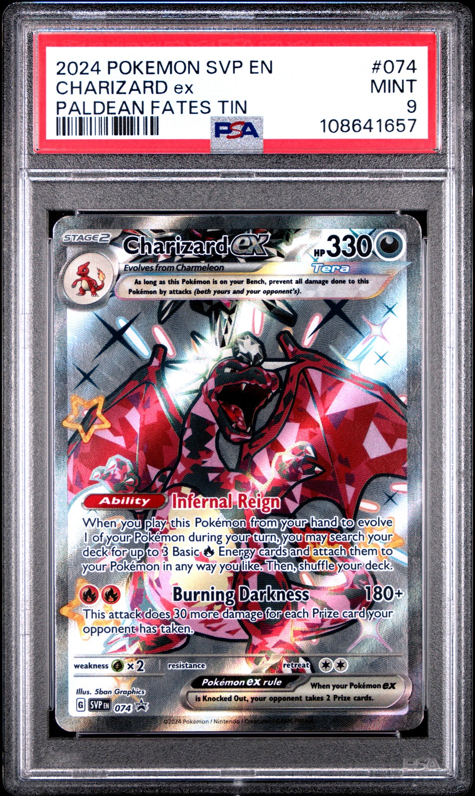 2024 POKEMON SVP EN-SV BLACK STAR PROMO PALDEAN FATES TIN CHARIZARD EX PSA 9