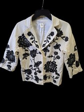 White House black market size 10 embroidered 3/4 sleeve jacket