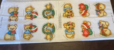 VTG Springs Mills Christmas Cut & Sew Fabric Panel (6) 6" Ornaments BABY ANIMALS