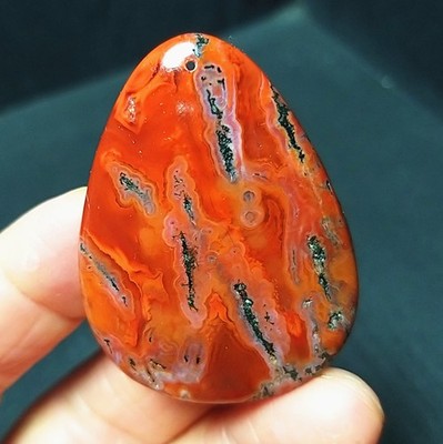 RARE 18.2G Natural Polished South Red Agate Stone Pendant Healing C699