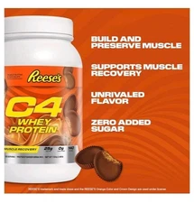 C4 Premium Whey Protein Blend Powder, Reese's PB, 25gProtein,18srv(1.43lb)