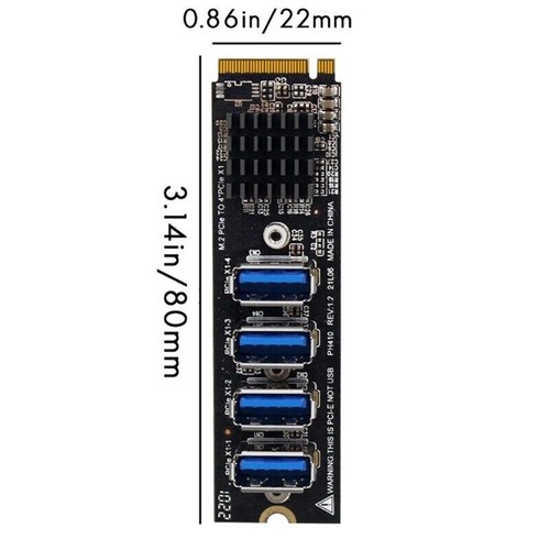 USB 3.0 PCI-E Card M.2 to PCIE Extender Riser 4 Port Extension Adapter Card f - Afbeelding 4 van 9
