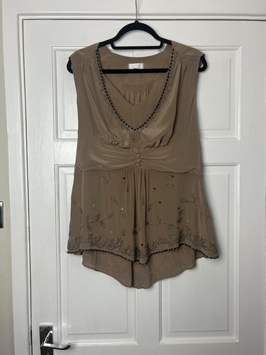 Vintage Ghost Silk Embellished Top UK 16