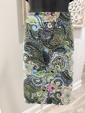 Talbots Paisley Pencil Skirt in Green, Blue  Pink, Size 8 Fully lined